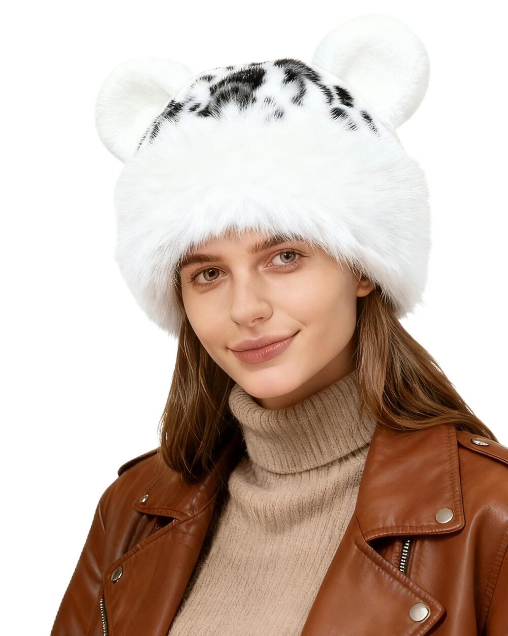 7779 Beanie Hat Cute Fuzzy Bear Ear Beanie Hat Winter Hat Warm Soft Trendy
